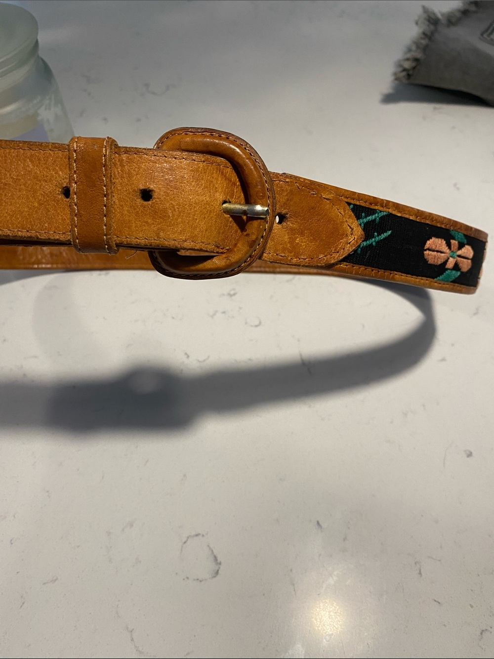 Vintage Brown belt. Sewn in accents. Unique Fits S/M - Picture 2 of 7